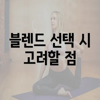 블렌드 선택 시 고려할 점