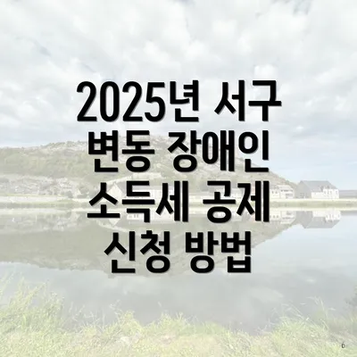 2025년 서구 변동 장애인 소득세 공제 신청 방법