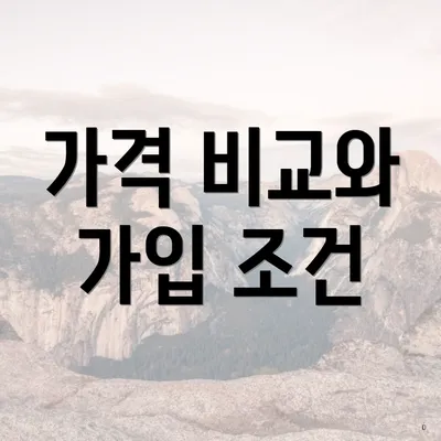 가격 비교와 가입 조건