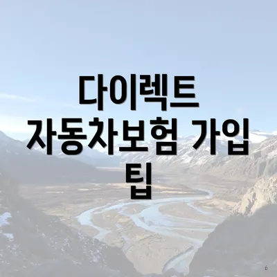 다이렉트 자동차보험 가입 팁