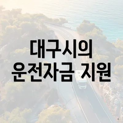 대구시의 운전자금 지원