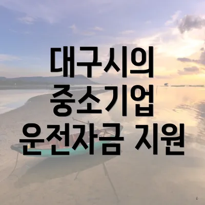 대구시의 중소기업 운전자금 지원