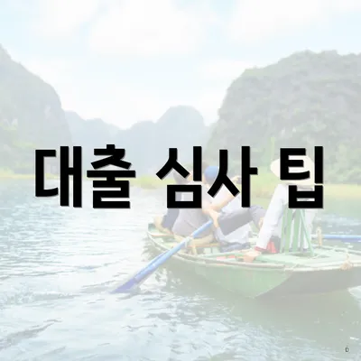 대출 심사 팁