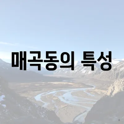 매곡동의 특성