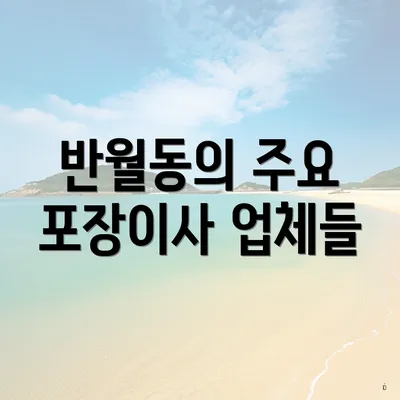 반월동의 주요 포장이사 업체들