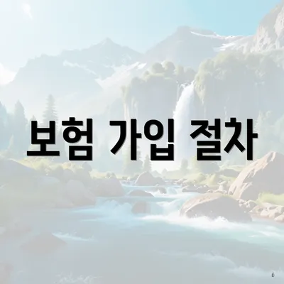보험 가입 절차
