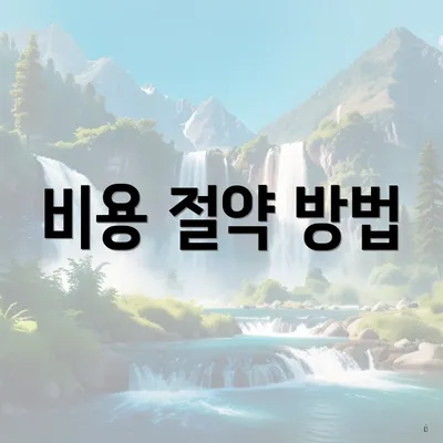 비용 절약 방법
