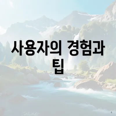 사용자의 경험과 팁