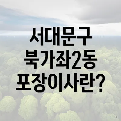 서대문구 북가좌2동 포장이사란?