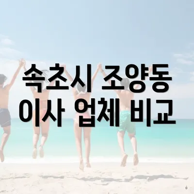 속초시 조양동 이사 업체 비교