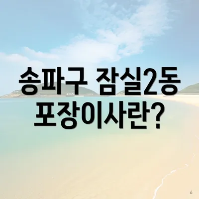 송파구 잠실2동 포장이사란?