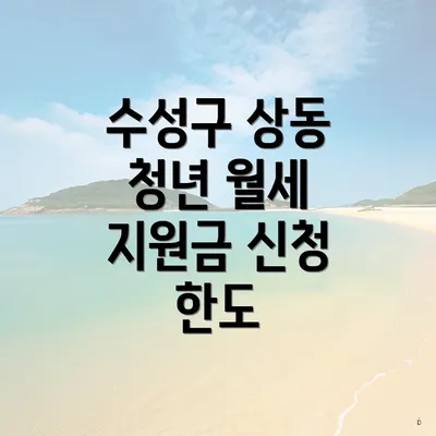 수성구 상동 청년 월세 지원금 신청 한도