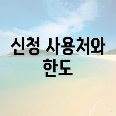 신청 사용처와 한도