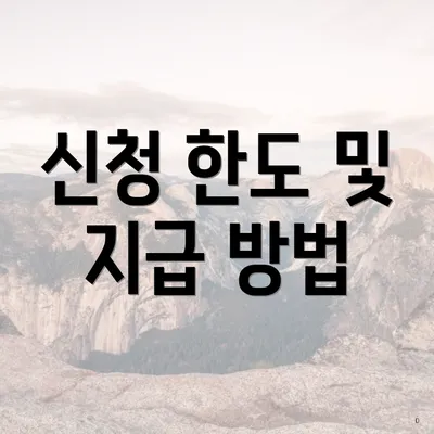 신청 한도 및 지급 방법