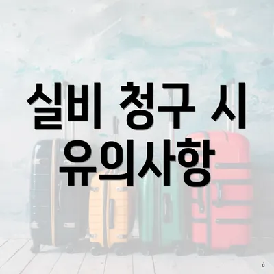 실비 청구 시 유의사항