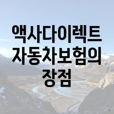 액사다이렉트 자동차보험의 장점