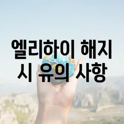 엘리하이 해지 시 유의 사항