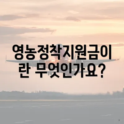 영농정착지원금이란 무엇인가요?