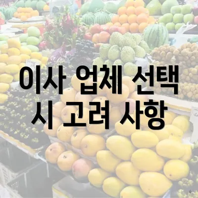 이사 업체 선택 시 고려 사항