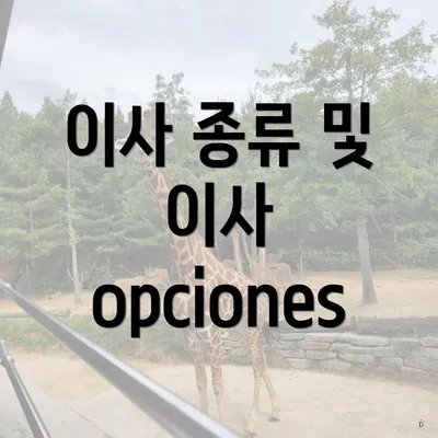 이사 종류 및 이사 opciones