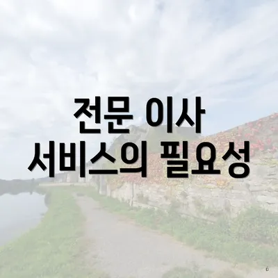 전문 이사 서비스의 필요성