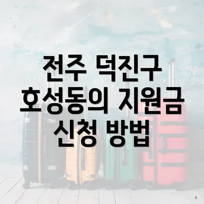 전주 덕진구 호성동의 지원금 신청 방법