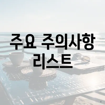 주요 주의사항 리스트