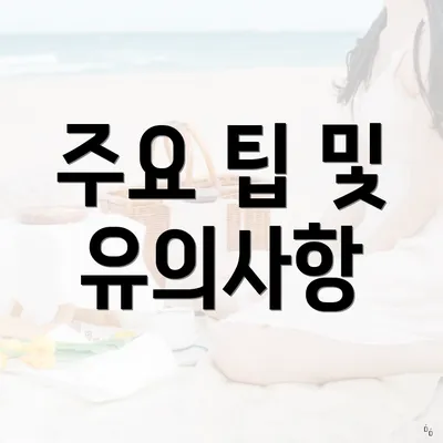 주요 팁 및 유의사항