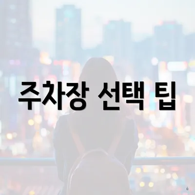 주차장 선택 팁