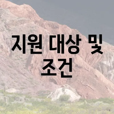 지원 대상 및 조건