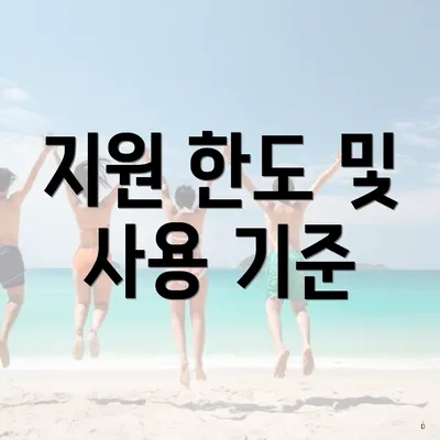 지원 한도 및 사용 기준