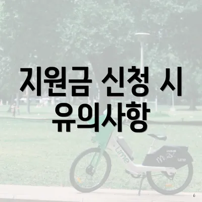 지원금 신청 시 유의사항
