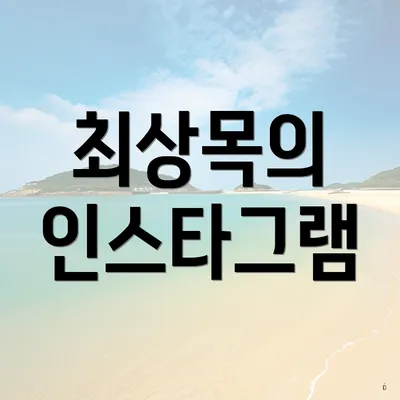 최상목의 인스타그램