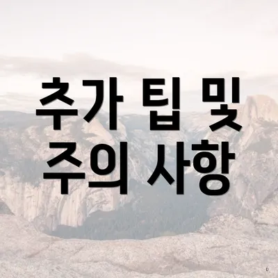 추가 팁 및 주의 사항