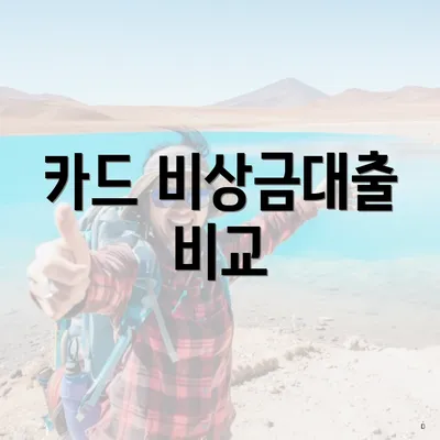 카드 비상금대출 비교