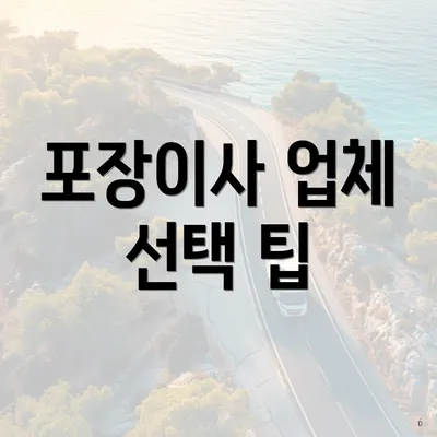 포장이사 업체 선택 팁