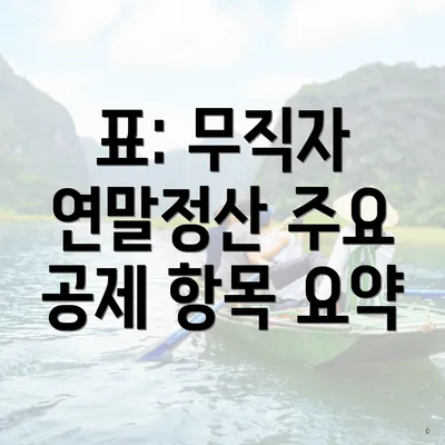 표: 무직자 연말정산 주요 공제 항목 요약