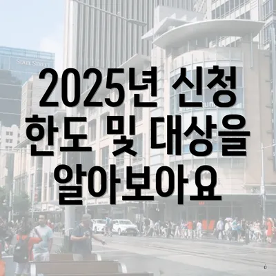 2025년 신청 한도 및 대상을 알아보아요