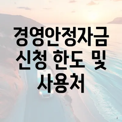 경영안정자금 신청 한도 및 사용처