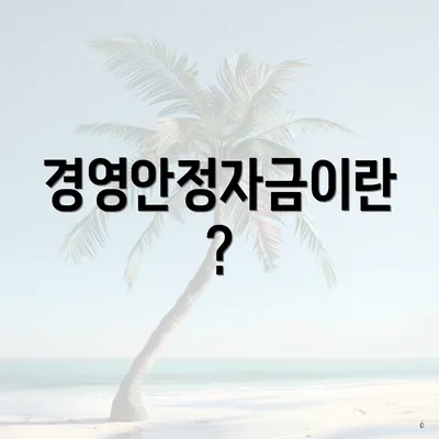 경영안정자금이란?