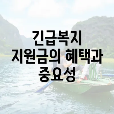 긴급복지 지원금의 혜택과 중요성
