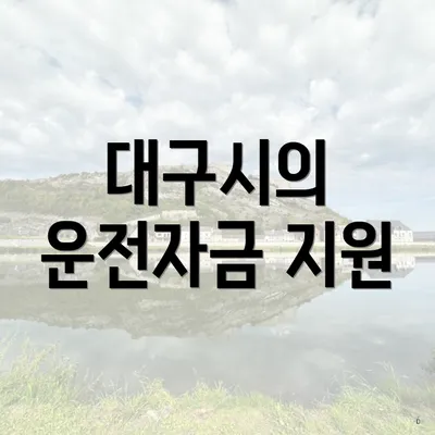 대구시의 운전자금 지원
