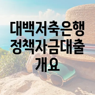 대백저축은행 정책자금대출 개요