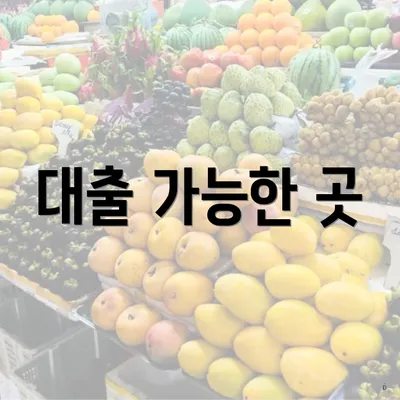 대출 가능한 곳