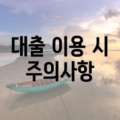 대출 이용 시 주의사항