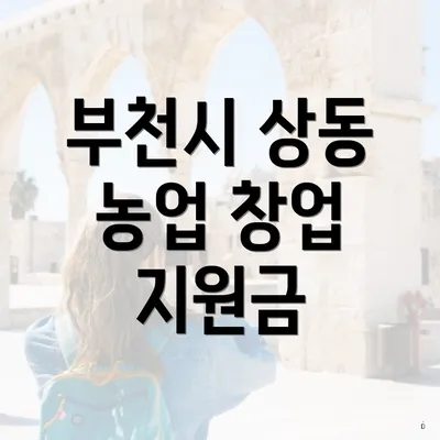 부천시 상동 농업 창업 지원금