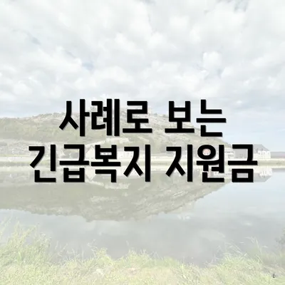 사례로 보는 긴급복지 지원금