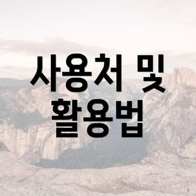 사용처 및 활용법
