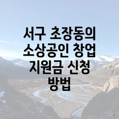 서구 초장동의 소상공인 창업 지원금 신청 방법