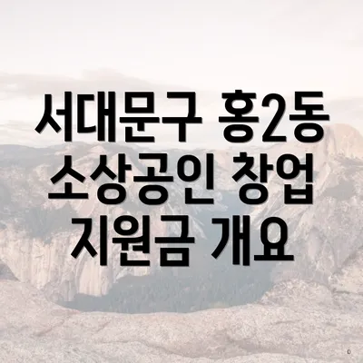 서대문구 홍2동 소상공인 창업 지원금 개요